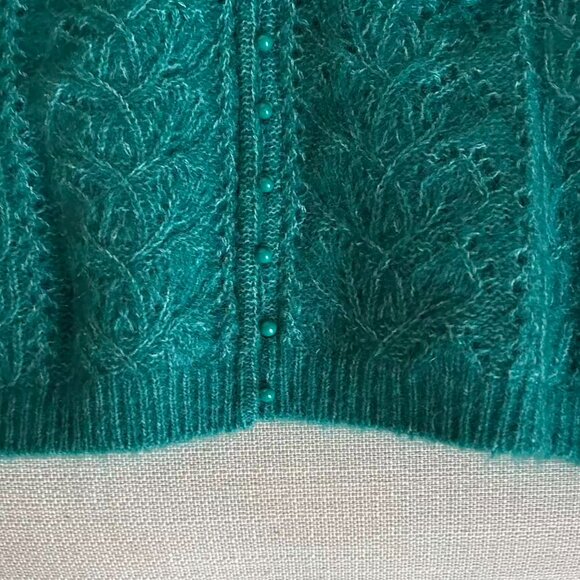 BEST Sezane Lison Cardigan XS/S/M Emerald Green French Knit Causal Wool - Picture 8 of 10